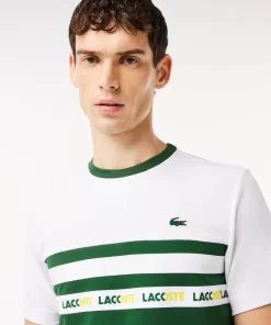 T-Shirt Tennis En Pique Ultra-Dry A Bande Siglee | Lacoste Cheap