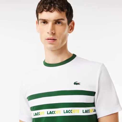 T-Shirt Tennis En Pique Ultra-Dry A Bande Siglee | Lacoste Cheap