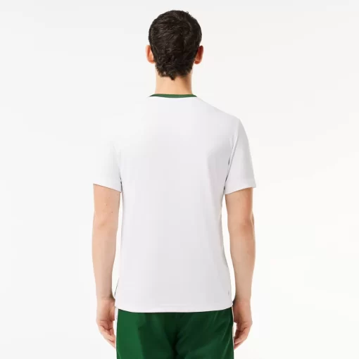 T-Shirt Tennis En Pique Ultra-Dry A Bande Siglee | Lacoste Cheap