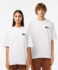 T-Shirt Unisexe Loose Fit Avec Grand Crocodile Coton Epais | Lacoste Sale